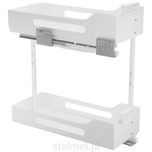 Kosz Cargo PRO BOX do szafki 25cm 2 półki, Pełny wysuw, Samodociąg, Biały