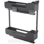 Kosz Cargo PRO BOX do szafki 15cm 2 półki, Pełny wysuw, Samodociąg, Antracyt