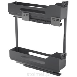 Kosz Cargo PRO BOX do szafki 15cm 2 półki, Pełny wysuw, Samodociąg, Antracyt