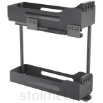 Kosz Cargo PRO BOX do szafki 20cm 2 półki, Pełny wysuw, Samodociąg, Antracyt