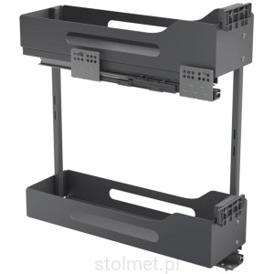 Kosz Cargo PRO BOX do szafki 20cm 2 półki, Pełny wysuw, Samodociąg, Antracyt