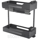 Kosz Cargo PRO BOX do szafki 25cm 2 półki, Pełny wysuw, Samodociąg, Antracyt