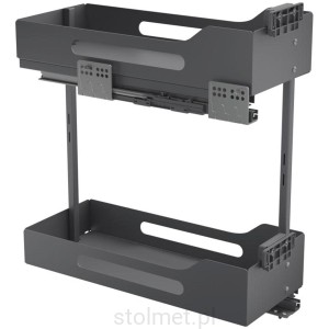 Kosz Cargo PRO BOX do szafki 25cm 2 półki, Pełny wysuw, Samodociąg, Antracyt