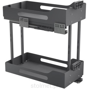 Kosz Cargo PRO BOX do szafki 30cm 2 półki, Pełny wysuw, Samodociąg, Antracyt
