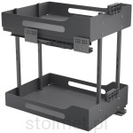 Kosz Cargo PRO BOX do szafki 40cm 2 półki, Pełny wysuw, Samodociąg, Antracyt
