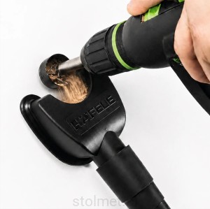 Przyrząd odciąg przyssawka do odsysania pyłu trocin trotu przy wierceniu XtraHand™ Häfele, PRZYSYSA SIĘ DO ŚCIANY!