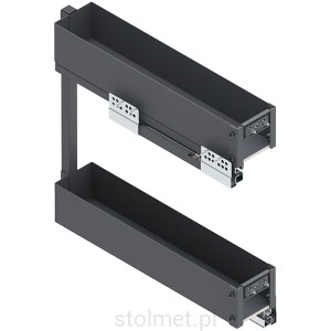 Kosz Cargo ELEMENT do niskich szafek, do szafki 15cm 2 półki, Pełny wysuw, Samodociąg, Antracyt
