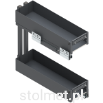 Kosz Cargo ELEMENT do niskich szafek, do szafki 20cm 2 półki, Pełny wysuw, Samodociąg, Antracyt