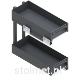 Kosz Cargo ELEMENT do niskich szafek, do szafki 25cm 2 półki, Pełny wysuw, Samodociąg, Antracyt