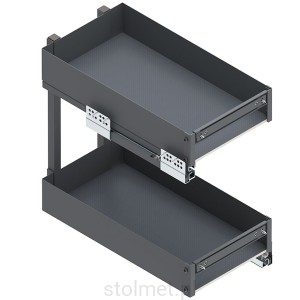 Kosz Cargo ELEMENT do niskich szafek, do szafki 30cm 2 półki, Pełny wysuw, Samodociąg, Antracyt
