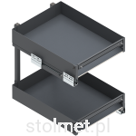 Kosz Cargo ELEMENT do niskich szafek, do szafki 40cm 2 półki, Pełny wysuw, Samodociąg, Antracyt