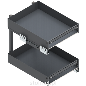 Kosz Cargo ELEMENT do niskich szafek, do szafki 40cm 2 półki, Pełny wysuw, Samodociąg, Antracyt