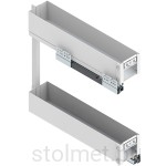Kosz Cargo ELEMENT do niskich szafek, do szafki 15cm 2 półki, Pełny wysuw, Samodociąg, Biały