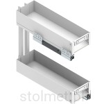 Kosz Cargo ELEMENT do niskich szafek, do szafki 20cm 2 półki, Pełny wysuw, Samodociąg, Biały