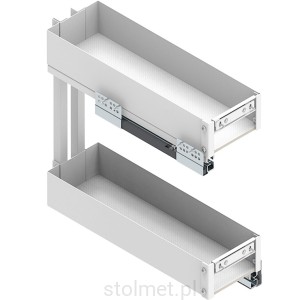 Kosz Cargo ELEMENT do niskich szafek, do szafki 20cm 2 półki, Pełny wysuw, Samodociąg, Biały