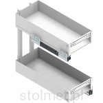 Kosz Cargo ELEMENT do niskich szafek, do szafki 25cm 2 półki, Pełny wysuw, Samodociąg, Biały