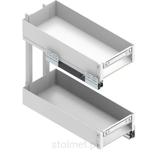Kosz Cargo ELEMENT do niskich szafek, do szafki 25cm 2 półki, Pełny wysuw, Samodociąg, Biały