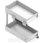 Kosz Cargo ELEMENT do niskich szafek, do szafki 30cm 2 półki, Pełny wysuw, Samodociąg, Biały