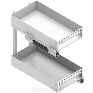 Kosz Cargo ELEMENT do niskich szafek, do szafki 30cm 2 półki, Pełny wysuw, Samodociąg, Biały