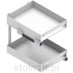 Kosz Cargo ELEMENT do niskich szafek, do szafki 40cm 2 półki, Pełny wysuw, Samodociąg, Biały