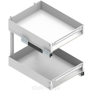 Kosz Cargo ELEMENT do niskich szafek, do szafki 40cm 2 półki, Pełny wysuw, Samodociąg, Biały