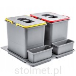 Kosz na śmieci segregator na odpady PRAKTIKO do szafki 600mm, 2 x 15l + 2 x pojemnik