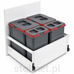 Kosz na śmieci segregator sortownik na odpady BRUCKMANN QUADDRO do szafki szuflady od 500mm, 2 x 15l + 2 x 7l 