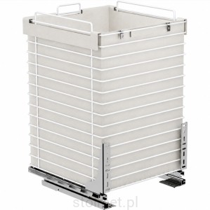 Kosz szuflada cargo z workiem na odzież ubrania pranie do płytkich szafek szer. szafki 40cm, Pełny wysuw, Samodociąg, P1 Biały