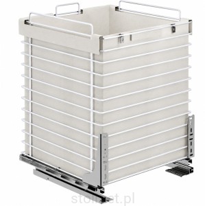 Kosz szuflada cargo z workiem na odzież ubrania pranie do płytkich szafek szer. szafki 50cm, Pełny wysuw, Samodociąg, P1 Biały