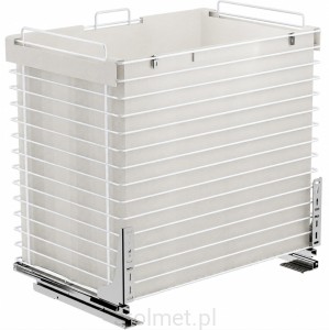 Kosz szuflada cargo z workiem na odzież ubrania pranie do płytkich szafek szer. szafki 60cm, Pełny wysuw, Samodociąg, P1 Biały