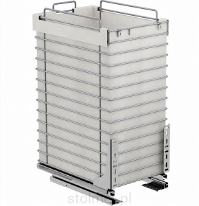 Kosz szuflada cargo z workiem na odzież ubrania pranie do płytkich szafek szer. szafki 30cm, Pełny wysuw, Samodociąg, P22 Srebrny