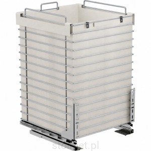 Kosz szuflada cargo z workiem na odzież ubrania pranie do płytkich szafek szer. szafki 40cm, Pełny wysuw, Samodociąg, P22 Srebrny