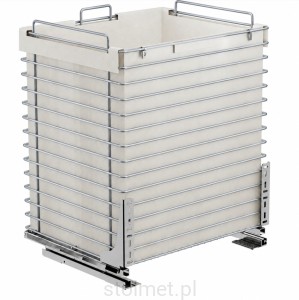 Kosz szuflada cargo z workiem na odzież ubrania pranie do płytkich szafek szer. szafki 50cm, Pełny wysuw, Samodociąg, P22 Srebrny