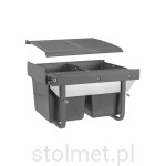 Kosz na śmieci, do szafki 450mm, 2 x 15l, cichy domyk, pod syfon, bez mocowania frontu