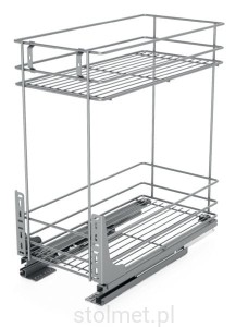 Kosz Cargo mini, regulacja 3D, 600 mm, 2 półki, Cichy domyk, Srebrny