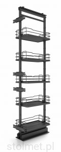 Kosz Cargo Maxi, 400 mm, 5 półek, pełne dno, pełny wysuw, cichy domyk, antracyt