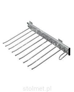 Wysuwny wieszak na spodnie - 9 miejsc - chromowany - prawa strona