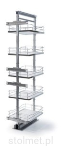 Kosz Cargo MAXI, 300mm, 5 półek, G2 chrom, H-1710-1910mm, pełne dno, powłoka antypoślizgowa