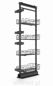 Kosz Cargo Maxi, 400 mm, 4 półki, pełny wysuw, cichy domyk, antracyt