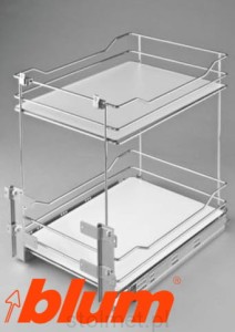 Cargo mini BLUM, 400mm, 2 półki, P22 efekt chromu