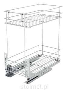 Kosz Cargo mini, regulacja 3D, 400 mm, 2 półki, Cichy domyk, Chrom