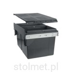 Kosz na śmieci PRACTI ECO 600mm, 2 x 27l, cichy domyk, bez mocowania frontu