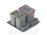 Kosz na śmieci PRAKTIKO 60, do szafki 600mm, 1 x 15l + 2 x  7l + 2 x pojemnik