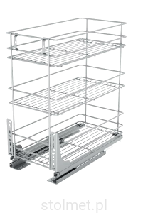 Kosz Cargo mini, regulacja 3D, 400 mm, 3 półki, Cichy domyk, Chrom