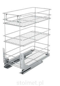 Kosz Cargo mini, regulacja 3D, 300 mm, 3 półki, Cichy domyk, Chrom