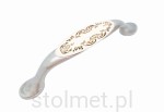 Uchwyt meblowy porcelanowy UP-19, stare srebro, pocelana złoty wianuszek, 96mm - WYPRZEDAŻ