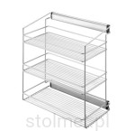 Półka na odzież W-3316, 3 półki, pełny wysuw, samodomyk, srebrny, 502 mm