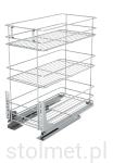 Kosz Cargo mini, regulacja 3D, 500 mm, 3 półki, Cichy domyk, Chrom