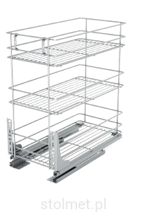 Kosz Cargo mini, regulacja 3D, 500 mm, 3 półki, Cichy domyk, Chrom
