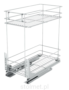 Kosz Cargo mini, regulacja 3D, 600 mm, 2 półki, Cichy domyk, Chrom